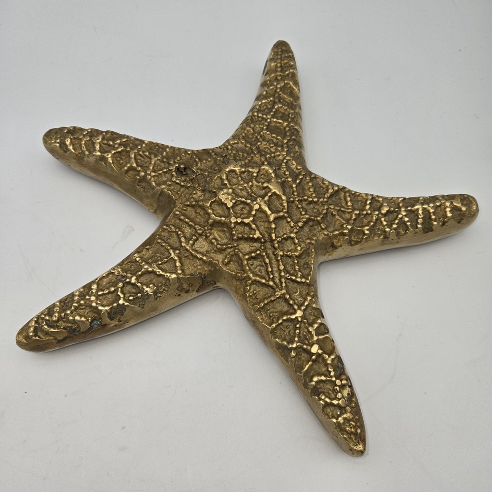 Large Brass Starfish Sea Star Art Sculpture Nautical Coastal Beach 9" MCM